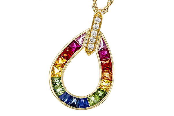 C329-12488: NECKLACE 1.10 MULTI-COLOR SAPPH 1.15 TGW